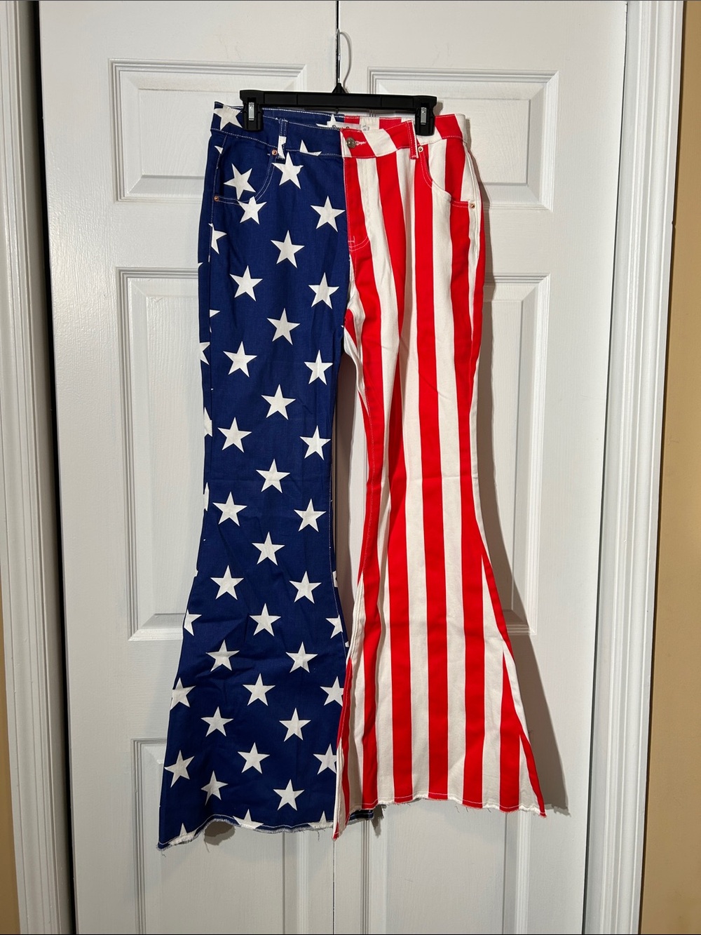 Ranch Dress’n jeans Patriotic Stars & Stripes Bell-Bottom Size 10 American Flag